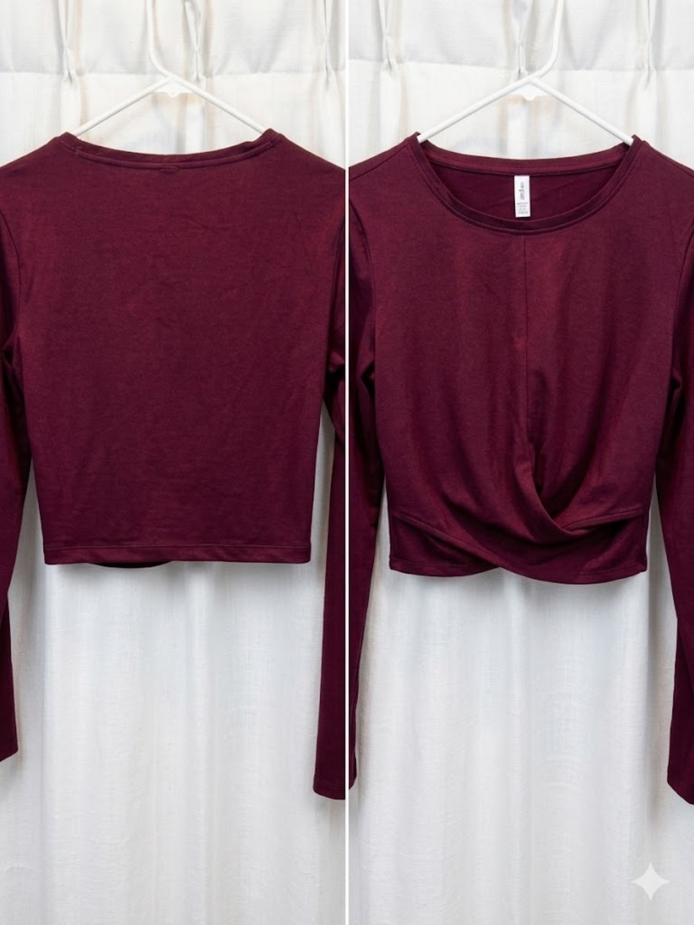 Women’s Twist-Front Long Sleeve Top - Burgundy